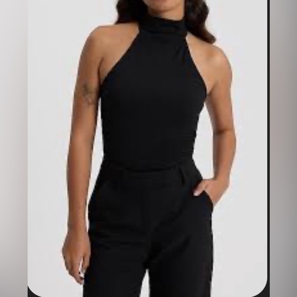 Express Tops - Express Black Halter Bodysuit